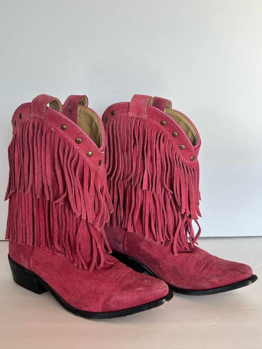 Smoky Mointain Boots. Fringe Suede Western Ankle Boots -